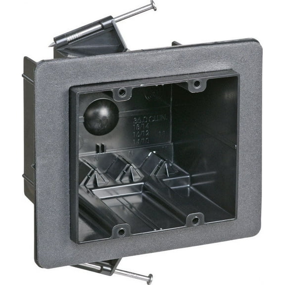 Thomas & Betts Carlon Electrical Box 2 Gang Wall - Durable Plastic - Black