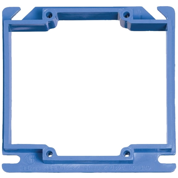 Carlon A420 Outlet Box Cover, Square, Raised, 2 Gang, 4-Inch, Blue