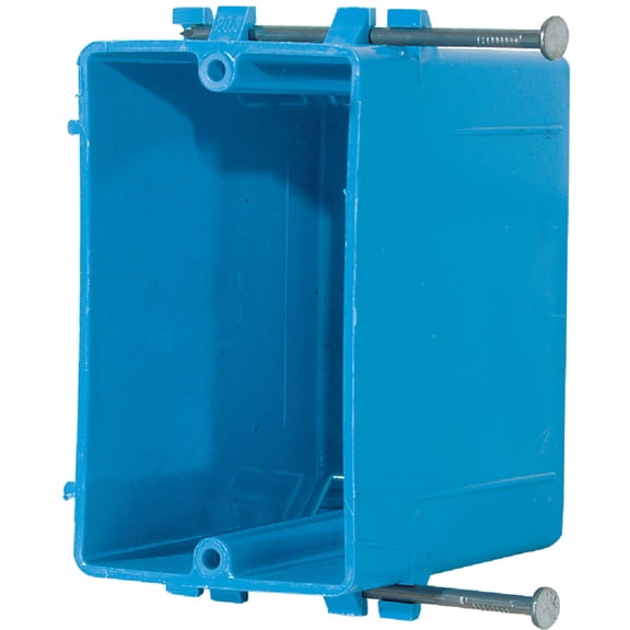 Carlon B120A-UPC One-Gang Nail-On New Work Outlet Box, 20 Cubic Inches, Blue, PVC, Mounting Means Captive Nails