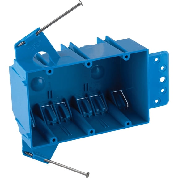 Carlon B344AB Switch/Outlet Box, New Work, 3 Gang, 5-5/8-Inch Length by 3-3/4-Inch Width by 2-11/16-Inch Depth, Blue