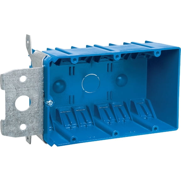 Carlon B349ADJ Outlet Box, New Work, 3 Gang, 5-13/16-Inch Length by 3-5/8-Inch Width by 3-Inch Depth, Blue