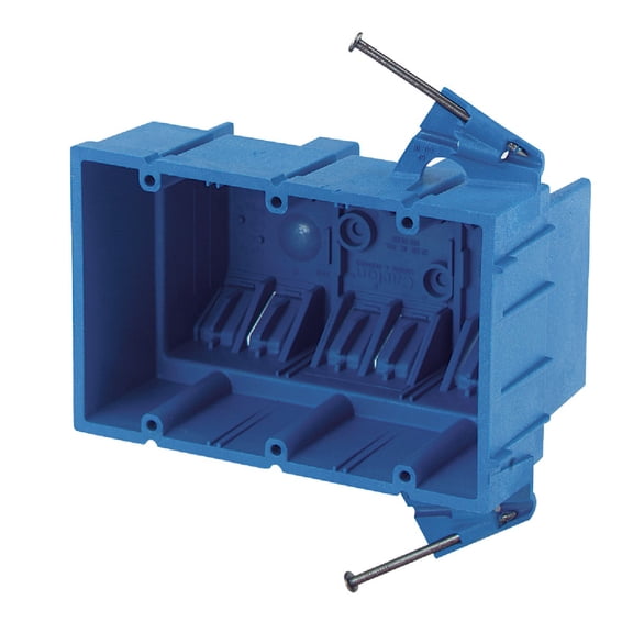 Carlon BH353A Switch/Outlet Box, New Work, 3 Gang 5.8 Inch by 3.8 Inch by 3.5 Inch, Blue