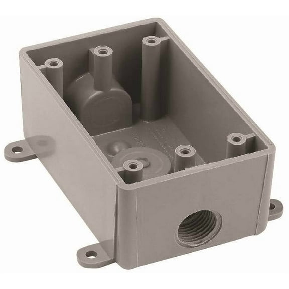 Carlon E381DR Switch Box, 1 -Gang, 3 -Outlet, PVC, Gray