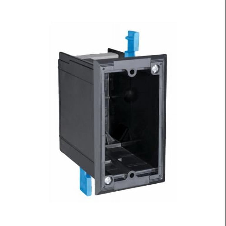 Carlon B121ADJ Outlet Box – 1-Gang, 21 Cu. In., Adjustable Bracket, Blue PVC, New Work Or Retrofit