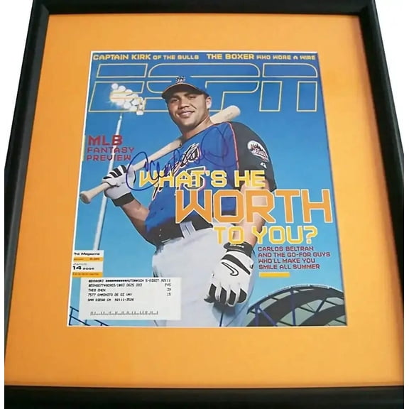 Carlos Beltran autographed New York Mets 2005 ESPN Magazine cover framed JSA