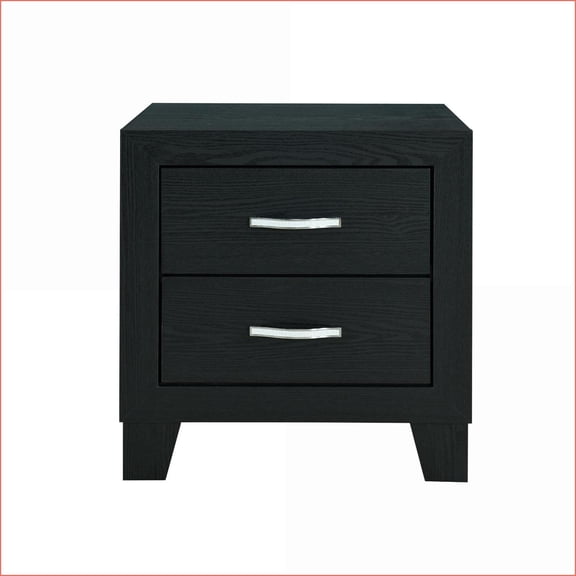 Carlos Black Modern 2-Drawer Bedroom Nightstand