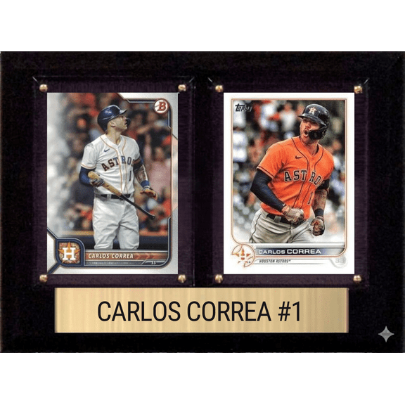 Carlos Correa Houston Astros Fan Gift Plaque 6x8 2 Cards Topps, Bowman 2024 2025 2026