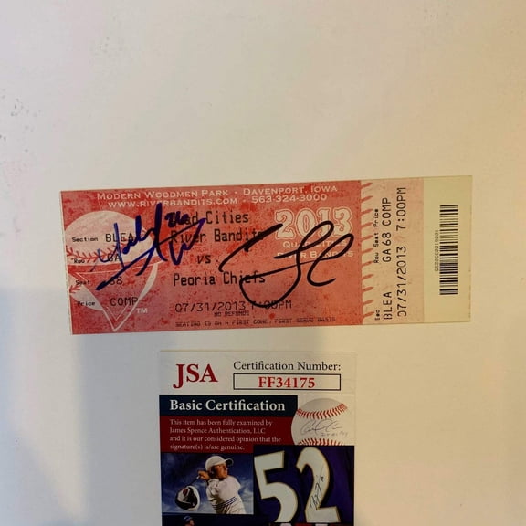 Carlos Correa  Mark Appel Pre Rookie Signed Houston Astros Ticket JSA COA