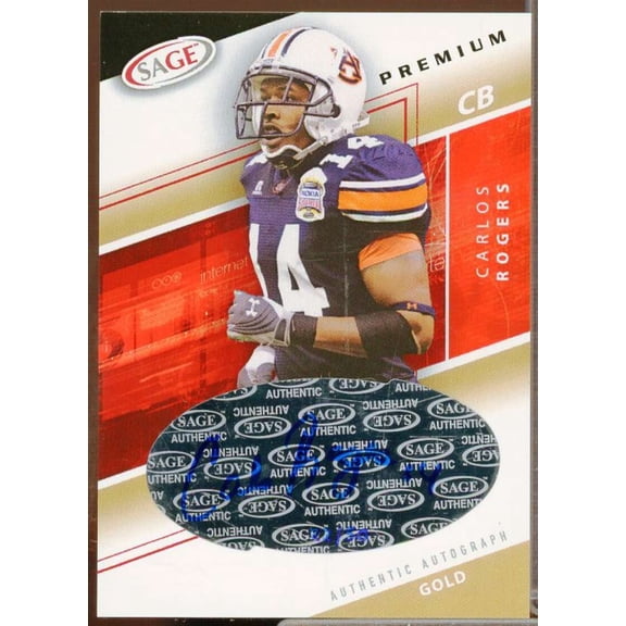 Carlos Rogers Rookie Card 2005 SAGE Premium Action Autographs Gold #A11