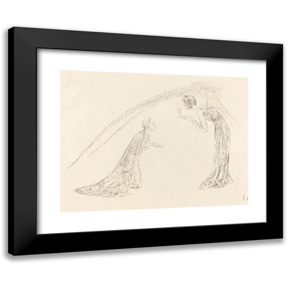 Carlos Schwabe 14x12 Black Modern Framed Museum Art Print Titled - The Annunciation (1893)