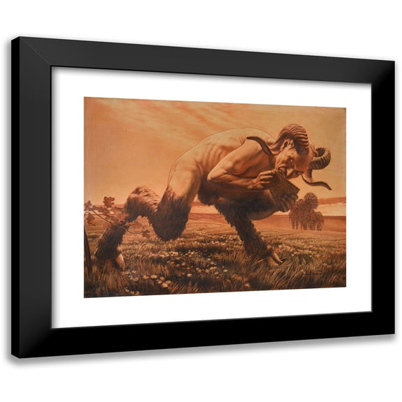 Carlos Schwabe 14x12 Black Modern Framed Museum Art Print Titled - Wildlife Time (1920)