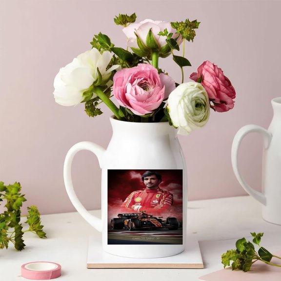 Carlos and Sainz and Jr. Ceramic Milk Bottle Vase.3.15" x 5.12"