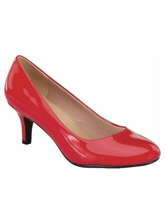 Carlos-s Women's Patent Glitter Round Toe Low Heel Pump Dress Shoes