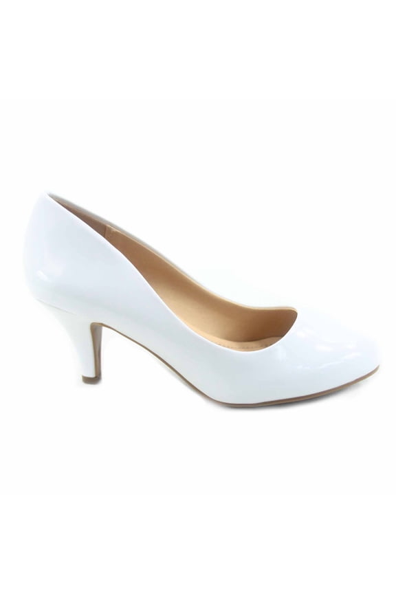 Carlos-s Women's Patent Glitter Round Toe Low Heel Pump Dress Shoes