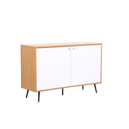 Carlotta Light Brown and White Engineered Wood Storage Console Cabinet Table