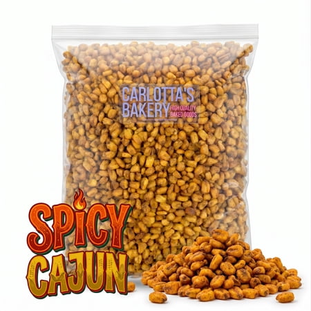 Carlotta's Bakery Spicy Cajun Crunchy Corn Snacks, Mild Heat, 5 LB Bulk Bag | Non GMO Corn, Kosher Roasted Corn Snack