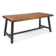 thumbnail image 1 of Benjara Carls Dining Table- Rectangular 71 Inch- Outdoor Light Brown Wood- Iron, 1 of 5