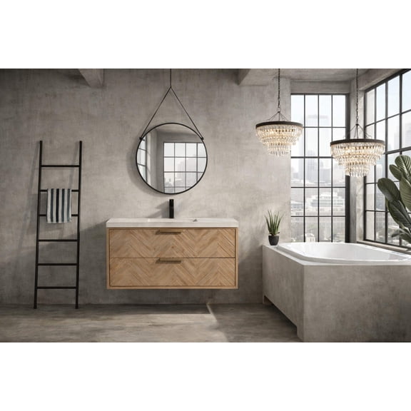 Carlsbad 42" Floating Bathroom Vanity Weathered Fir