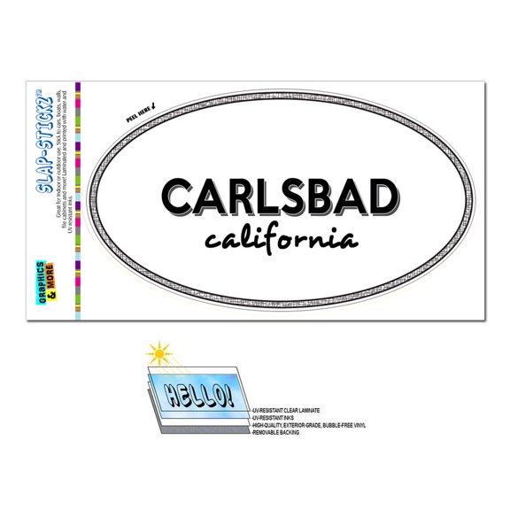 Carlsbad, CA - California - Black and White - City State - Oval Laminated Sticker