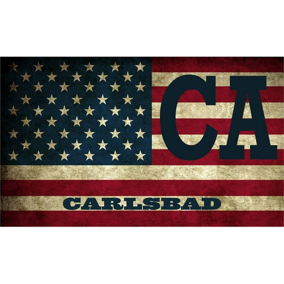 Carlsbad CA California San Diego County Vintage US Flag Decal Bumper Sticker 3M Vinyl 3" x 5"