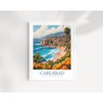 Carlsbad California Illustrated Coastal Sunset Wall Art Print, Travel ...