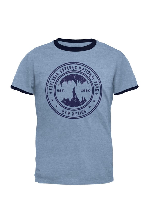 Carlsbad Caverns National Park Vintage Heather Blue Men's Ringer T-Shirt - Small
