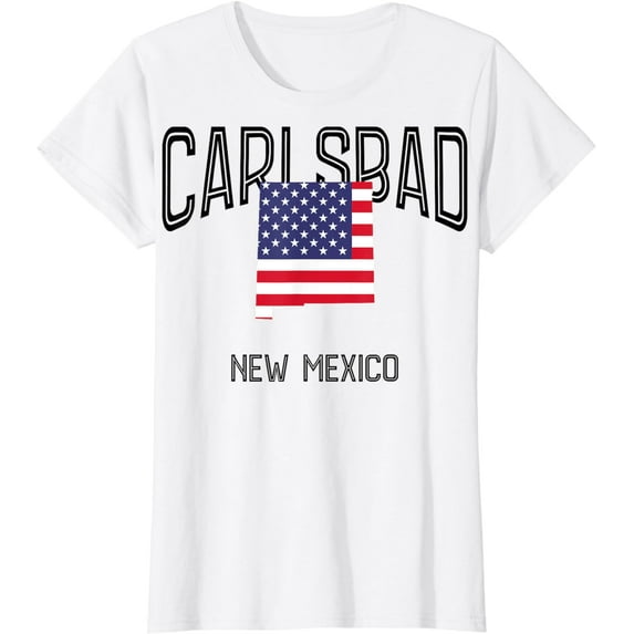 Carlsbad New Mexico NM Throwback Retro USA Flag T-Shirt