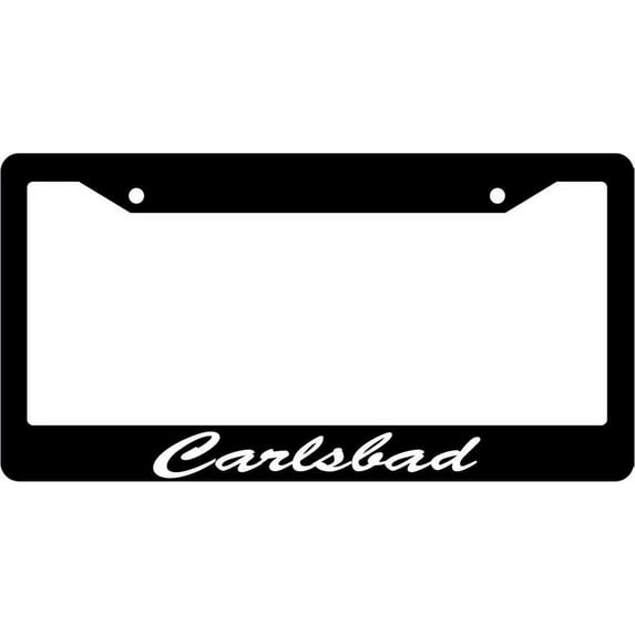 Carlsbad Script Black Plastic License Plate Frame EBS