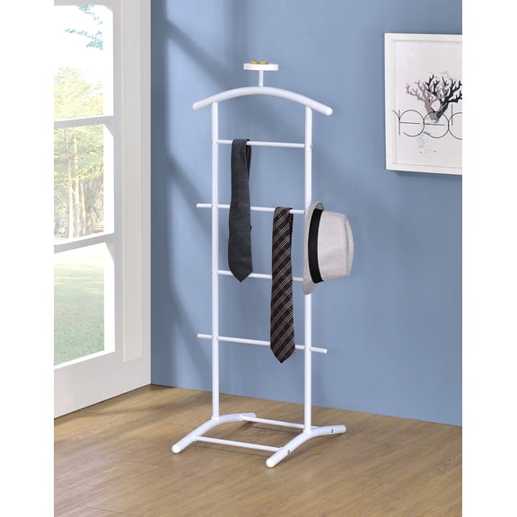 Carlsen Clothes Organizer Rack, Suit Valet Stand, White Metal