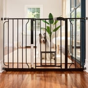 Carlson 51” Walk-Thru Pet Gate with Small Pet Door, All-Metal Frame, 30” H x 29.5”-51” W, Black