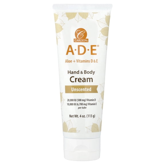 Carlson A-D-E, Hand & Body Cream, Unscented, 4 oz (113 g)