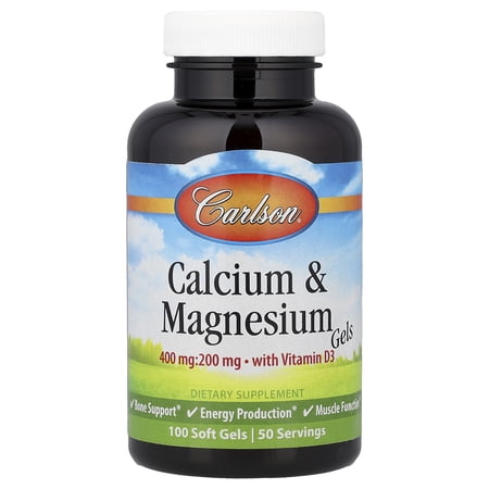 Carlson Calcium & Magnesium Gels with Vitamin D3, 100 Soft Gels