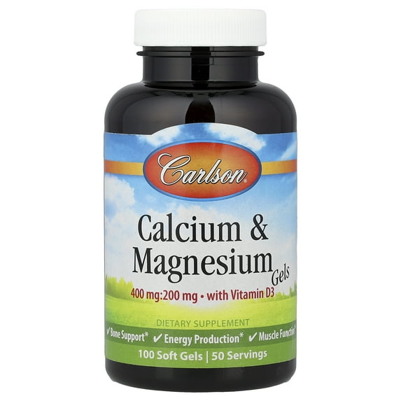 Carlson Calcium & Magnesium Gels with Vitamin D3, 100 Soft Gels