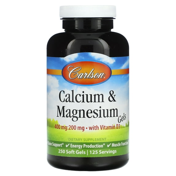 Carlson Calcium & Magnesium Gels with Vitamin D3, 250 Soft Gels