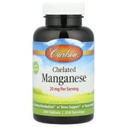 Carlson Chelated Manganese, 20 mg, 250 Tablets