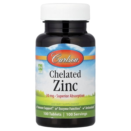 Carlson Chelated Zinc, 30 mg, 100 Tablets