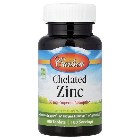 Carlson Chelated Zinc, 30 mg, 100 Tablets