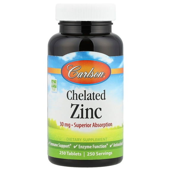 Carlson Chelated Zinc, 30 mg, 250 Tablets