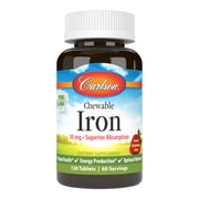 Carlson - Chewable Iron, 30 mg, Superior Absorption, Blood Health, Natural Strawberry Flavor, 120 Tablets