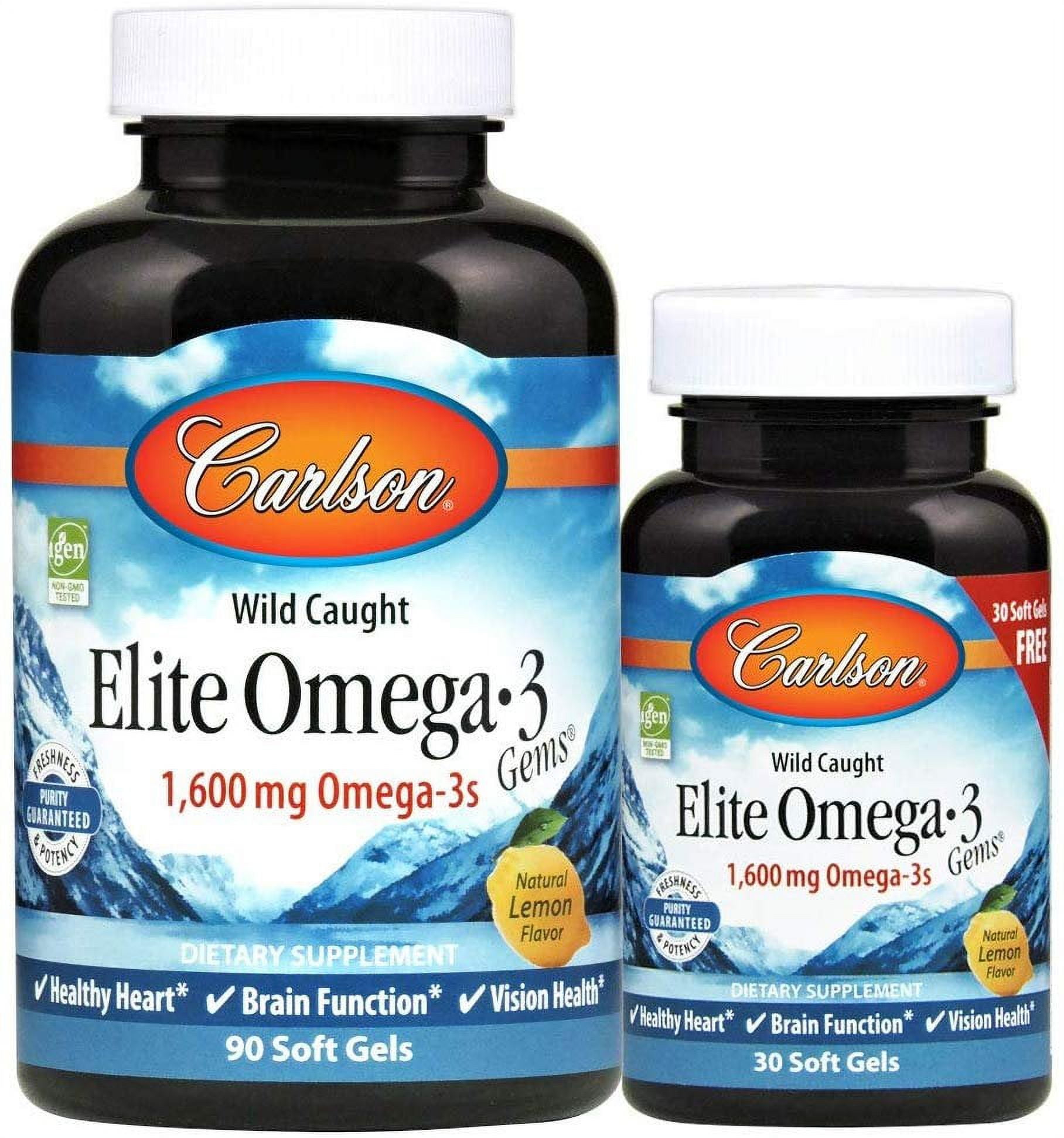 Carlson Elite Omega3 Gems, 1600 mg Omega3 Fatty Acids Including EPA