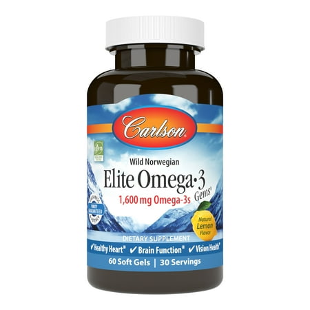 Carlson Elite Omega-3 Gems Natural Lemon 800mg - 60 Softgels