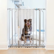 Carlson Extra Tall Walk-Through Pet Gate, Platinum, 36 H x 29-36.5 L, with 4-inch Extension, Includes Pressure and Wall Mount Kits