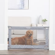 Carlson Extra Wide Gray Mesh Expandable Pet Gate with Small Pet Door, Mesh, includes Rubber Bumpers, Doors and Hallways