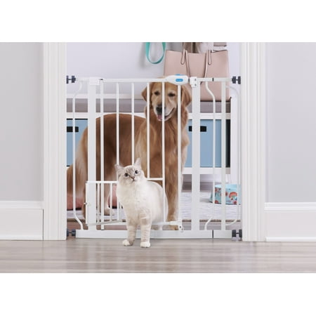 Carlson Pet Gate, Extra Wide Walk-Through, Small Pet Door Included, Adjustable, Durable, Metal, White, Fits Openings 29"-36.5" Wide