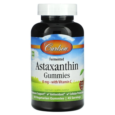 Carlson Fermented Astaxanthin Gummies With Vitamin C, Natural Cherry, 90 Vegetarian Gummies