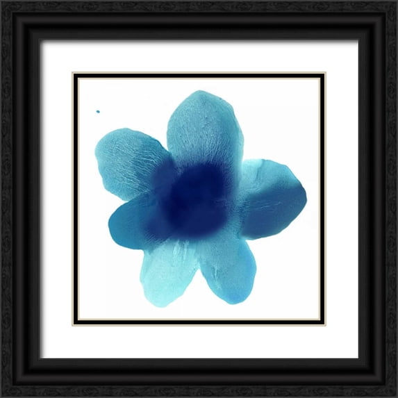 Carlson, Hannah 12x12 Black Ornate Wood Framed with Double Matting Museum Art Print Titled - Blue Bloom I