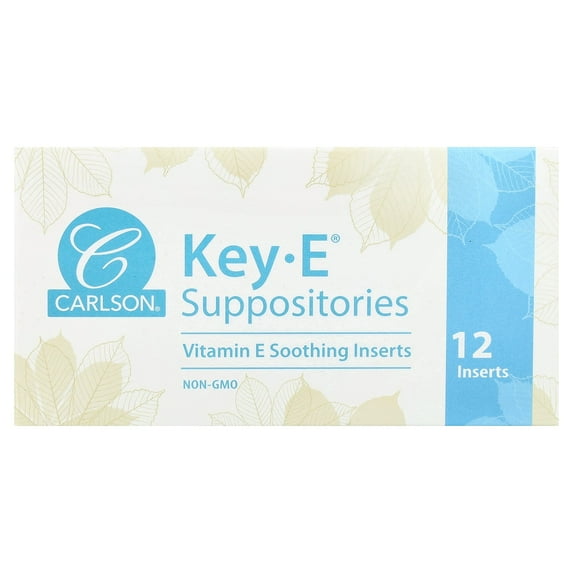 Carlson - Key-E Suppositories, 30 IU Vitamin E Suppository, Lubricates Dry Areas, 12 Count
