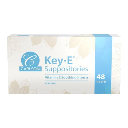 Carlson - Key-E Suppositories, 30 IU (20 mg) Vitamin E Suppository, Moisturizes and Nourishes, 48 Count