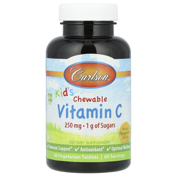 Carlson Kid's Chewable Vitamin C, Natural Tangerine , 250 mg, 60 Vegetarian Tablets