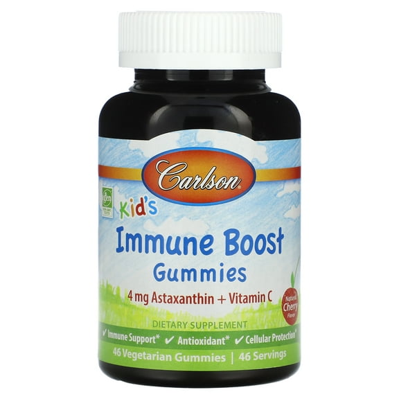 Carlson - Kid's Immune Boost Gummies, Astaxanthin + Vitamin C, Immune Support, Antioxidant, Non-GMO, Cherry Flavor, 46 Vegetarian Gummies